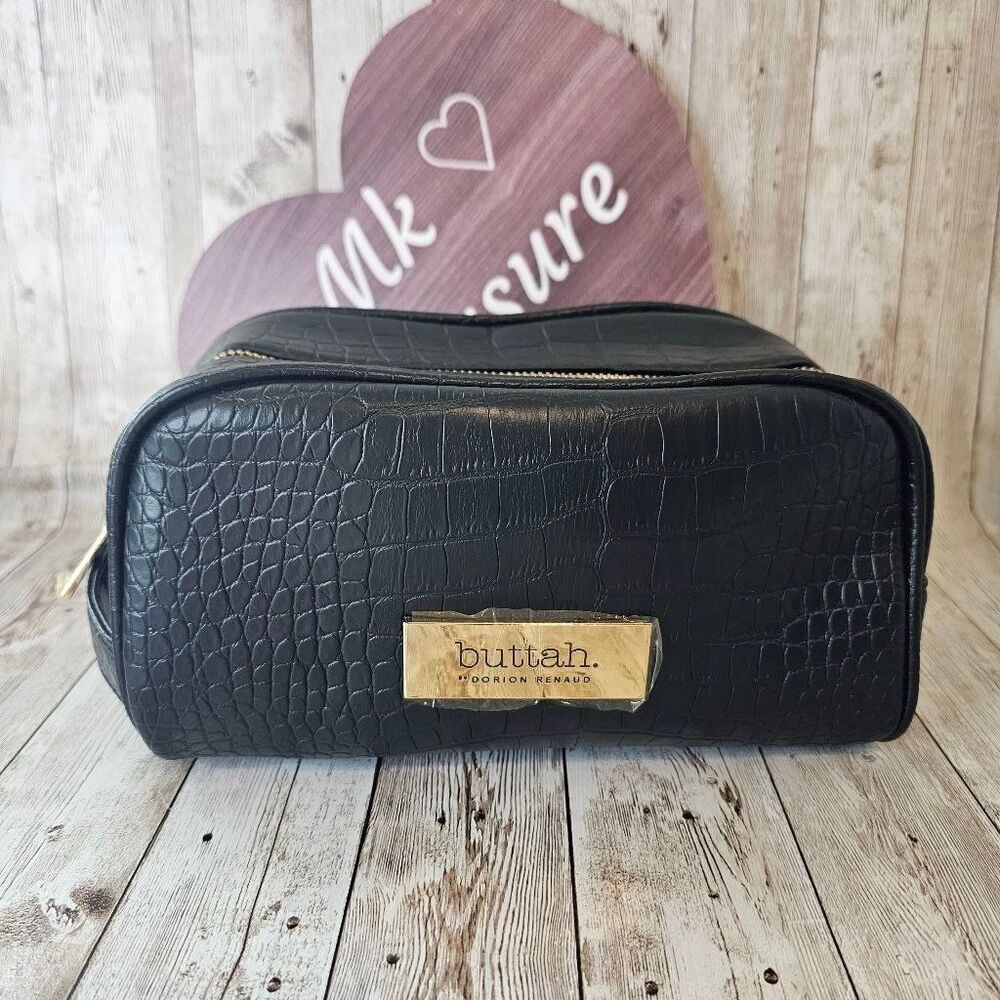 Buttah Leather Makeup Bag Black NWOT